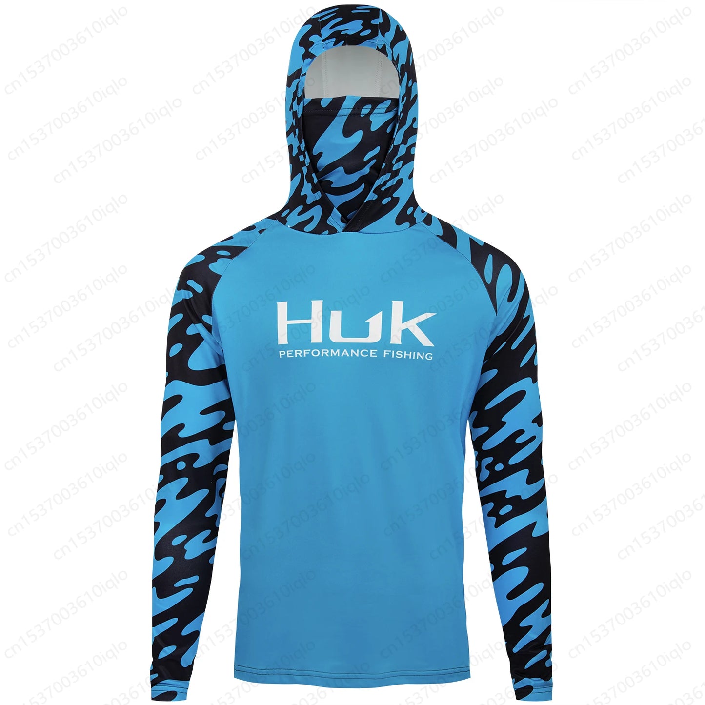 HUK UPF 50+ Long Sleeve Hooded Face Cover Fishing Shirts Quick Dry Sweatshirts Breathable UV Protection Men Fishing Jerseys