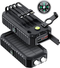 Solar Charger Power Bank 40000mAh Built in 4 Cables and Hand Crank,Portable Charger 6 Outputs & 4 Inputs External Battery Pack