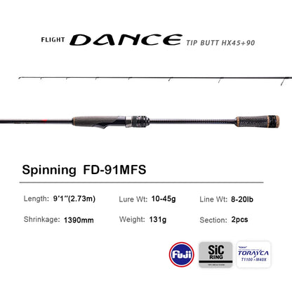 PURELURE NEW DANCE 10FT Spinning Rod For Bass High Carbon Long Throwing Fishing Rod In FUJI Accessories, Plus Spinning Reel