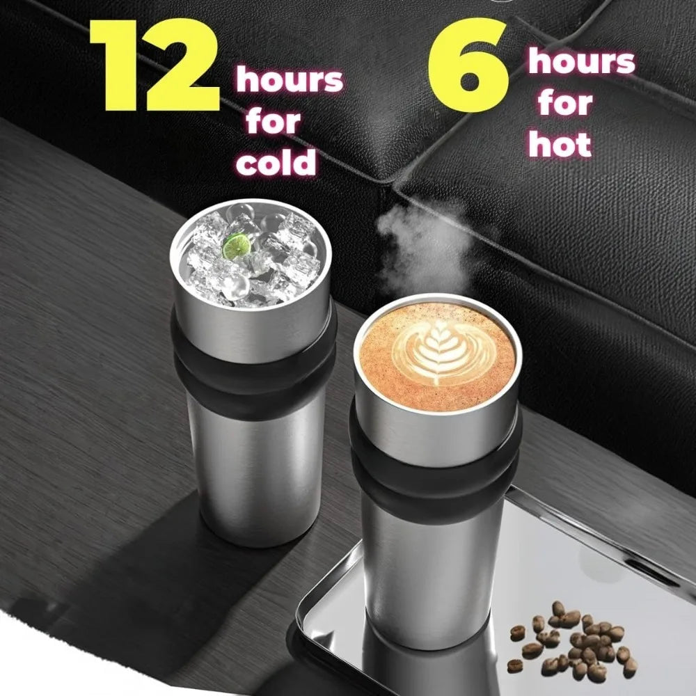 700ml/23oz Travel Thermos with Straw and Leak-Proof Lid, Stainless Steel Metal Water Bottle for Hot and Cold Coffee Drinks