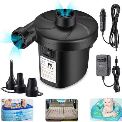 Portable Electric Air Pump High Pressure Fast Inflator Deflator for Air Mattress Inflatable Boat Pool Floats Outdoor Blower