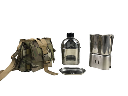 Jolmo Lander Canteen Kit, Stainless Steel Canteen Set Canteen Cookware Set with Cover