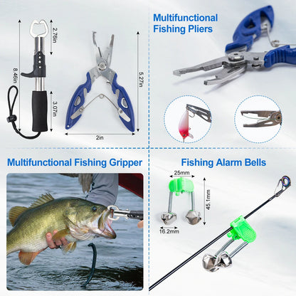 Goture Fishing Rod Full Kits 1.8M 2.1M 2.4M 2.7M Telescopic Sea Pole and Spinning Reel Baits Set Tackle Travel Fishing Bag