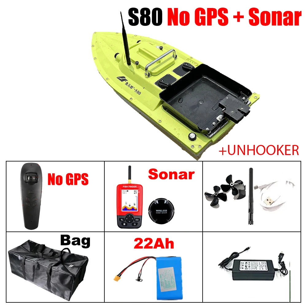12V GPS Rc Bait Boat 500M Intelligent Cruise Control One Click Return High Speed Night Fishing Pulling Net Towing Hook Carp Boat