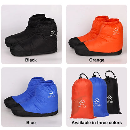 Winter Waterproof Down Soft Slippers Women Men Warm Home Indoor Down Slippers Booties Warm Shoes for Outdoor Camping  Hiking