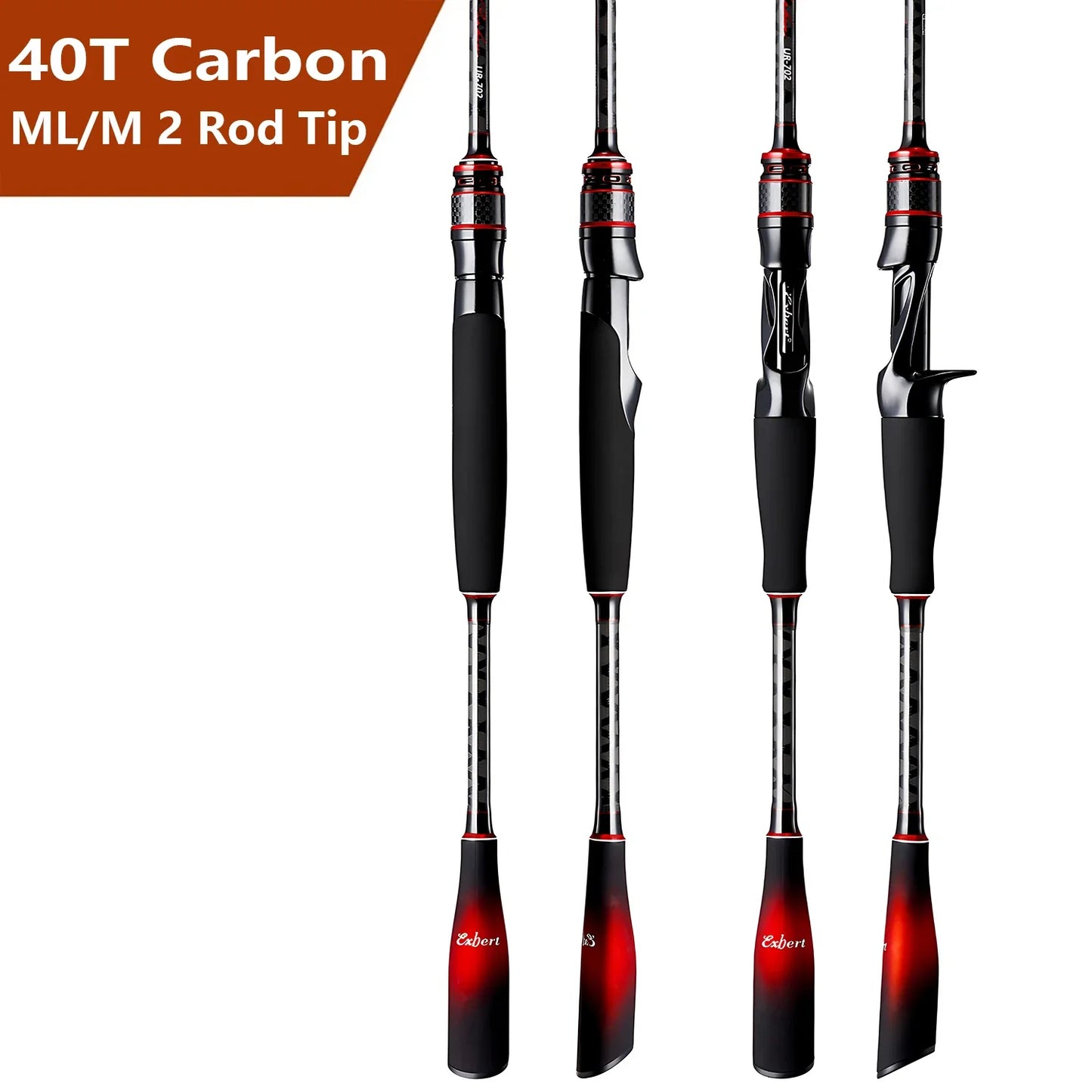 40T Carbon Fiber Lure Fishing Rod With 2 Tips,ML M Spinning / Casting Rod,Carp Bass Trout Boat Fishing Rod Equipment Accessories