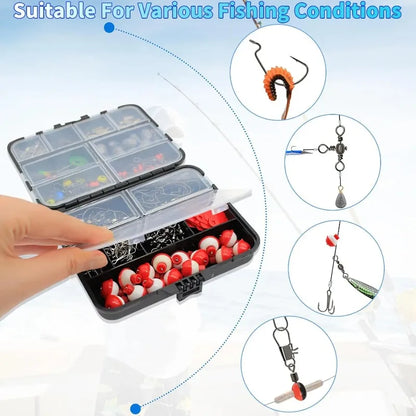 2026 Flash Sale 264Pcs/Box Fishing Tackle Including Hooks Sinker Weight Swivels Snaps Outdoor Fishing Accessories