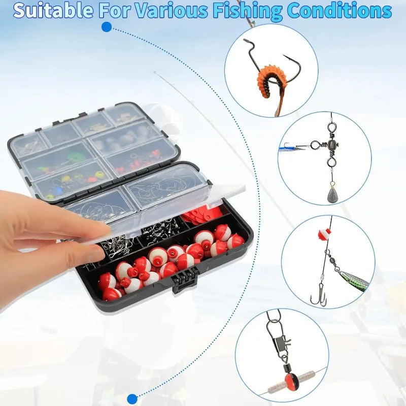 2026 Flash Sale 264Pcs/Box Fishing Tackle Including Hooks Sinker Weight Swivels Snaps Outdoor Fishing Accessories