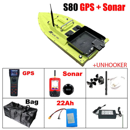 12V GPS Rc Bait Boat 500M Intelligent Cruise Control One Click Return High Speed Night Fishing Pulling Net Towing Hook Carp Boat