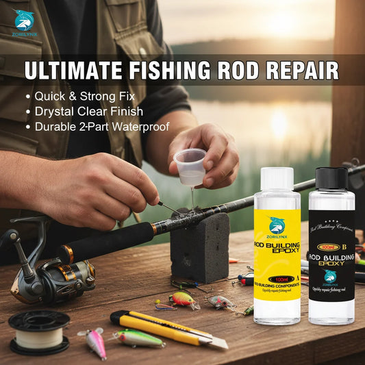 Rod Building Epoxy Set, A&B Glue for Fishing Pole Repair, Waterproof Adhesive for Guide Eye Binding Tool ZORILYNX