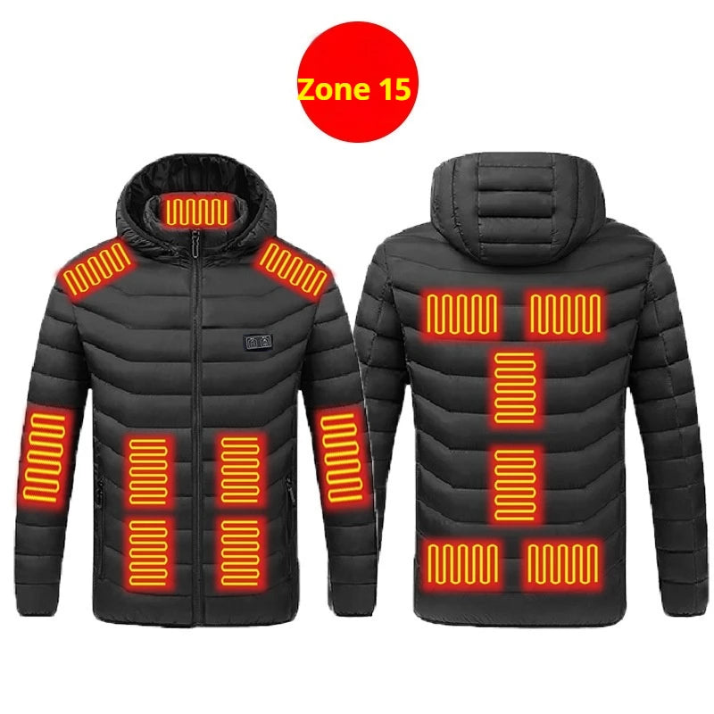 21 Areas Heated Jacket Men Casual Ski Cold-proof Thermal Padded Motorcycle Jacket Women's USB Electric Smart Self-heating Clothe
