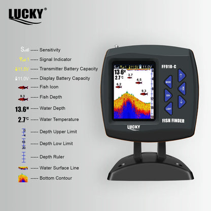 LUCKY FF918 Bait Boat Fish Finder 3.5" LCD perating range 300m Depth Range 100M Wireless
