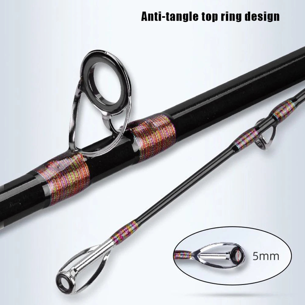 2.1M 2.4M Portable Fishing Rod Travel Surf Saltwater Heavy 3-Piece Carbon Spinning Rod 30-50lb Boat Jigging Trolling Fishing Rod