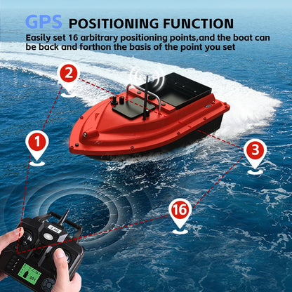 D16B GPS 500m Fishing Bait Boat 16 Points 1.5KG Load Bait Container 12000mAh Battery 2.4GHz Auto-Pilot Remote Bait Dispenser