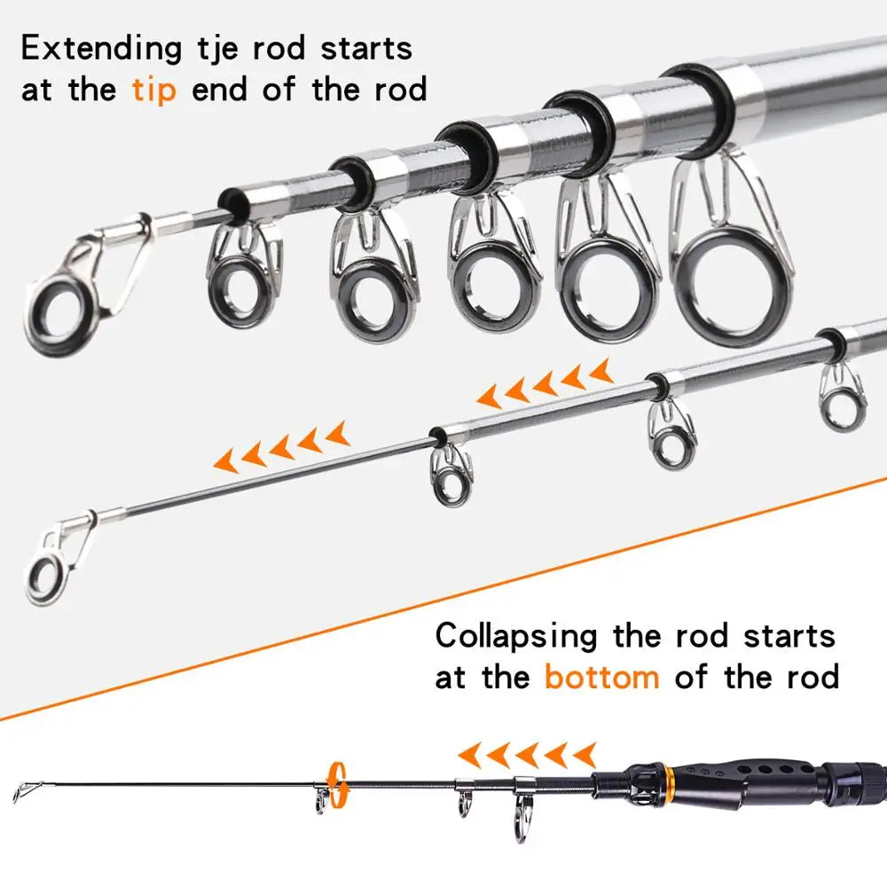 Sougayilang 99% Carbon Portable Telescopic Fishing Rod Spinning Fish Hand Fishing Tackle Casting Rod Good Carp Sea Fishing Pole