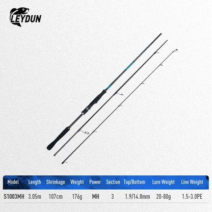 LEYDUN BLUE INSHORE Inshore Breakwater Bass Rod S782L S832M S862ML S902ML S922ML S972M S1003MH Saltwater light Spinning Rods
