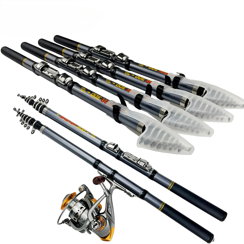 1.5-3.0m Outdoor Rock Fishing Rod Carbon Fiber Telescopic Retractable Spinning Rods Short PoleHand Fishing Tackle Sea Rod Pesca