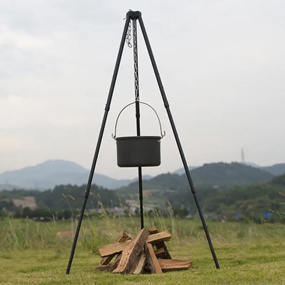 Camping Tripod Stand Heavy Duty Tripod Rack For Camping Cooking Grill Supplies Camping Campfire Tripod With Chain For Family