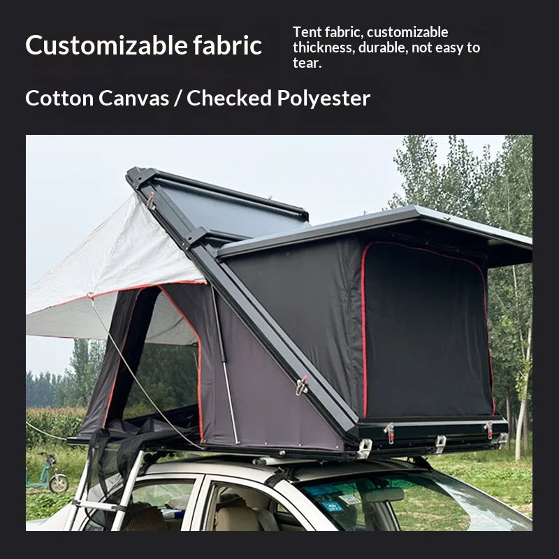 Car Camping Trailer with Built-in Tent, Self-driving, Outdoor Sunshade, Roof Sunshade, Camping Caravan Rainproof and Windproof