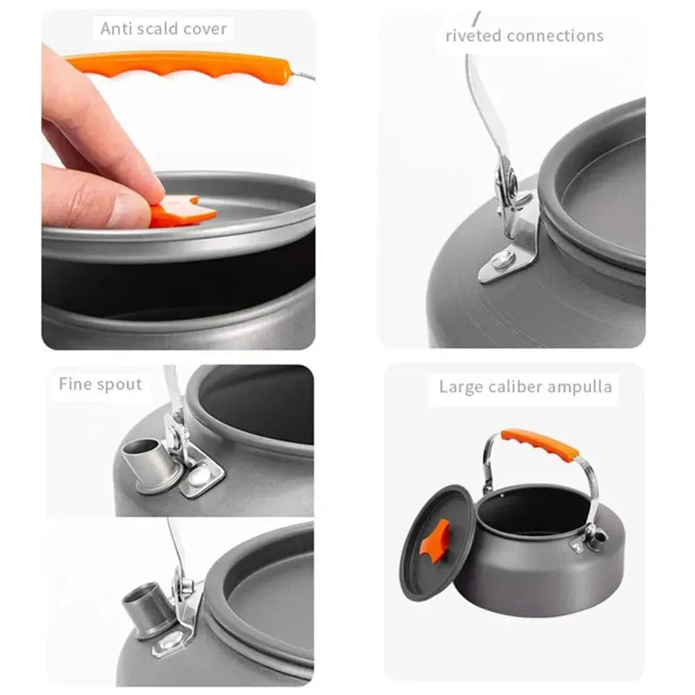 Camping Water Kettle Lightweight Aluminium Alloy Teapot for Outdoor Tourism Cookware Travel Hiking Picnic Tableware