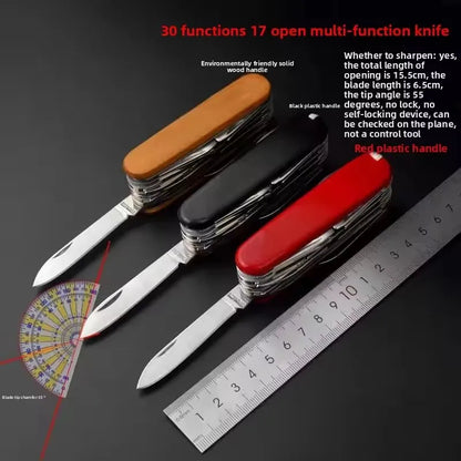 17 in 1 Multi-Tool Pocket Knife Portable Stainless Steel Folding Camping Pliers Multifunctional Pocket Knives for Outdoor