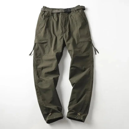 Outdoor Hiking Pants Men's Thickened Fleece Windproof Waterproof Soft Shell Straight Leg Workwear Trousers Cold Resistant Warm
