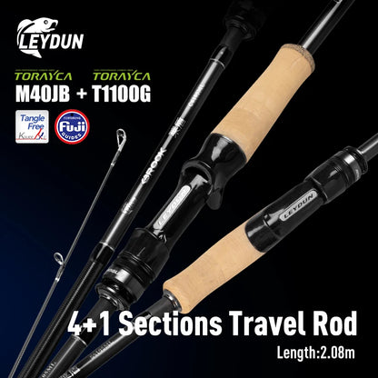 Leydun New BROOK Super Light Fishing Rod 4+1 Section 74g MF Action Fuji Guide M/ML Travel Spinning Casting Rod for Bass Pike