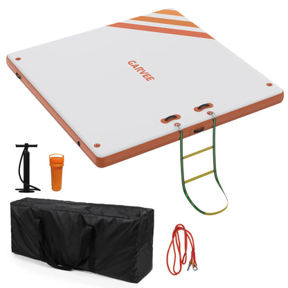 Portable Inflatable Floating Dock Platform Non-Slip Heavy-Duty PVC Water Mat with Carry Bag & Air Pump, Ideal for Lake Pool Beach Fishing Lounging
