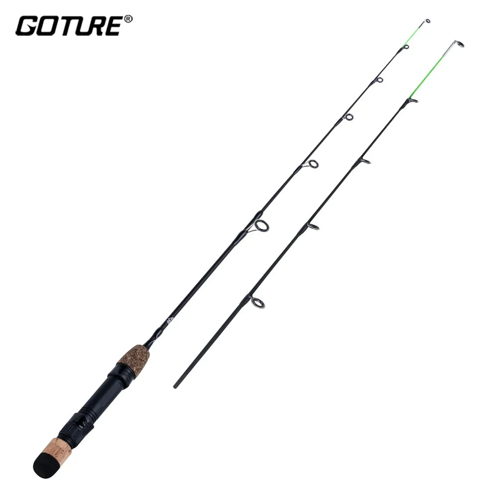 Goture new Portable  Winter Ice Fishing Rods 2 tips Spinning Rod Carbon Fiber Ice pole Ultra-light Carp Fishing Rod