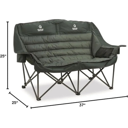 Extra-Large XL Cushioned Outdoor Camping Sofa, Portable, Durable, Heavy-Duty 600 lbs Capacity, Green