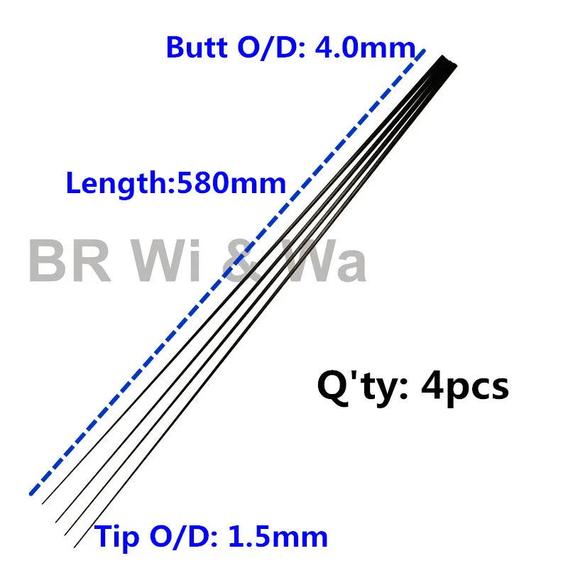 58CM Solid Carbon Rod Tip Blank Rod Building Components Fishing Pole Repair DIY Accessories No Paint 4PCS BR Wi & Wa