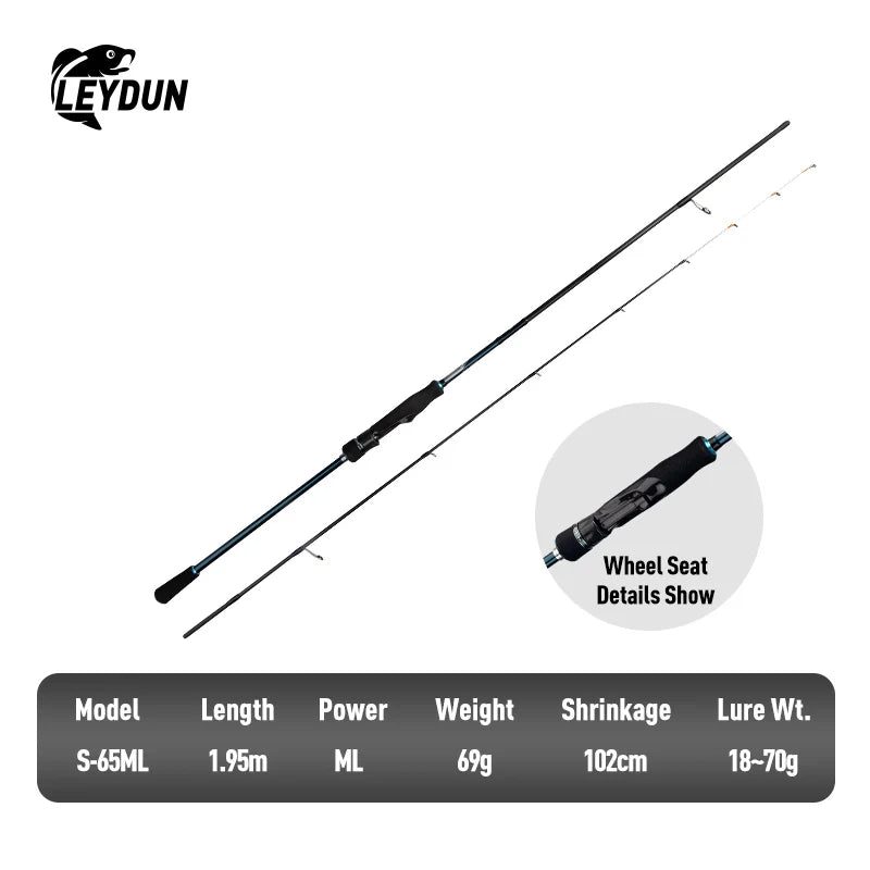 LEYDUN SHARKRY  Boat Tip Run Rod Pattern Squid Fishing Rod ML Soild Tip Ultra Light Carbon Reel seat FUJI Guide Spinning Rods