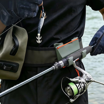 DEUKIO Outdoor Belt Clip Rod Holder Hands-Free Slide Lock System with 360° Rotation for Fly Fishing and Spinning Rods