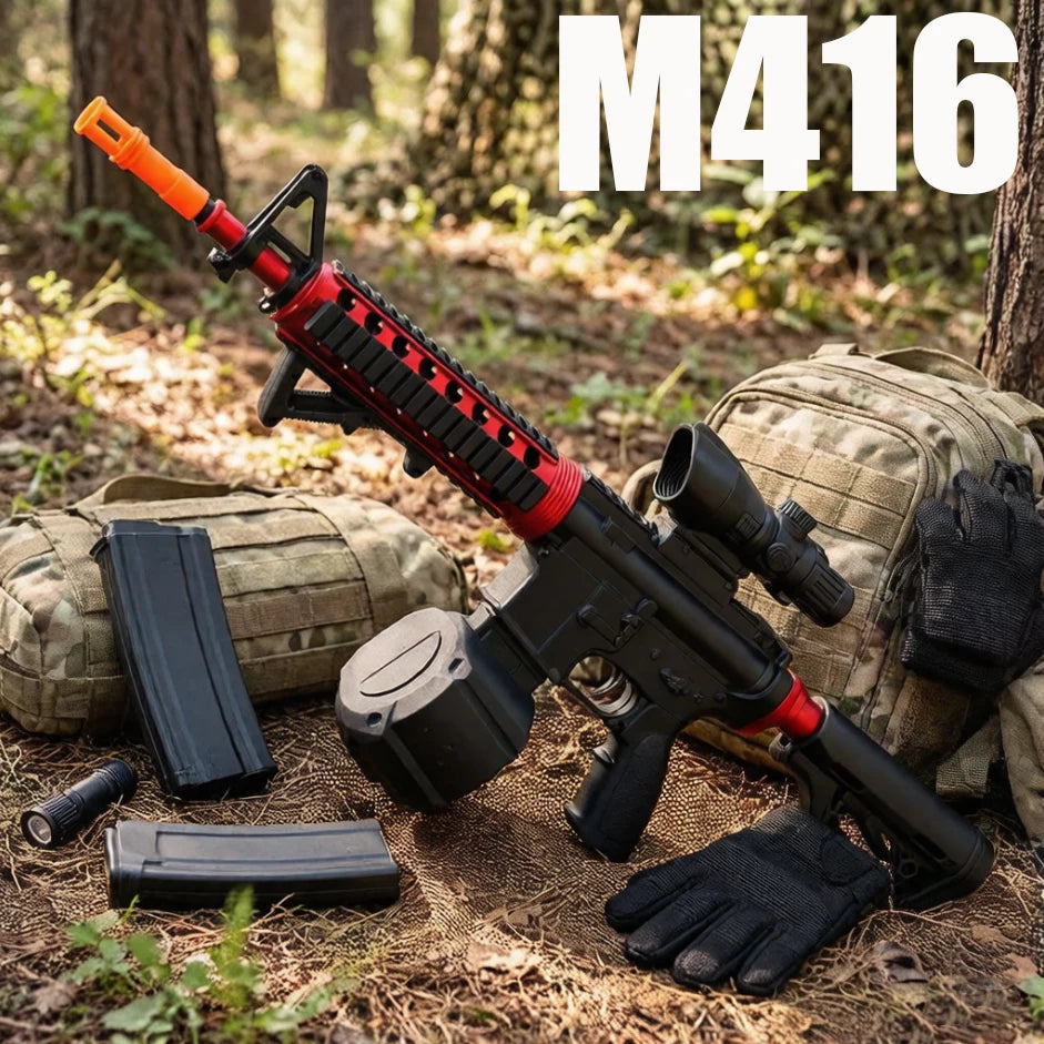 2026 New Model M416&M4 Electric Automatic Gun with 7.4V Battery and USB Charging Cable, with Magazine and Large-Capacity Bullet Storage, Same Model as the Game Version