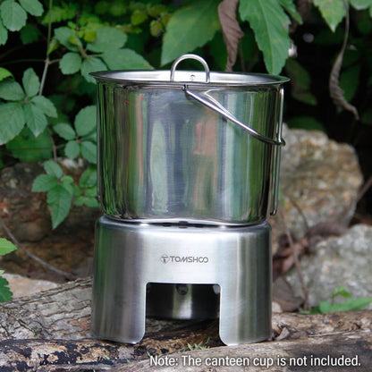 TOMSHOO Canteen Cup Stand Stainless Steel Wood Burning Stove for Outdoor Camping Hiking Picnic BBQ Canteen Cup Holder