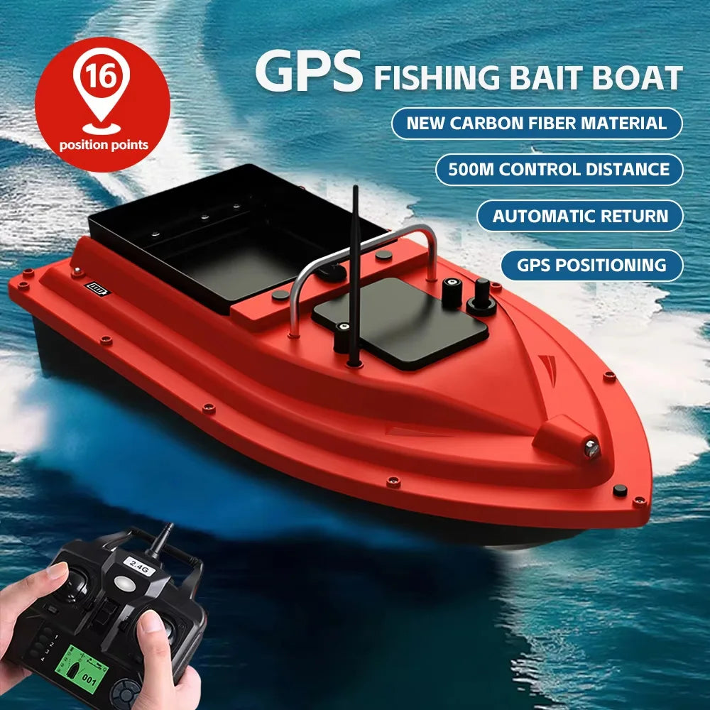 D16B GPS 500m Fishing Bait Boat 16 Points 1.5KG Load Bait Container 12000mAh Battery 2.4GHz Auto-Pilot Remote Bait Dispenser