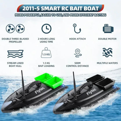MBLN Remote Control Fishing Bait Boat, 500m Range, Single Hopper, 2kg Load, Waterproof, Cruise Control, One-Key Return.,VX