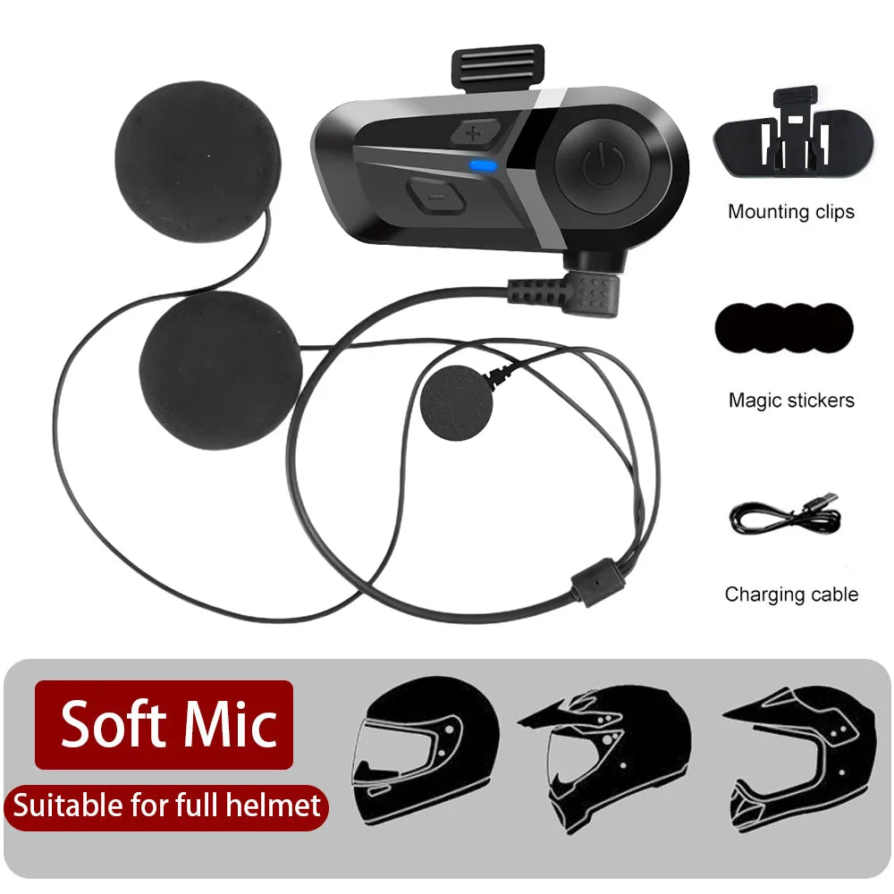 Bluetooth 5.3 Wireless Motorcycle Helmet Headset Hands-free Call Phone Motorcycle Waterproof Earphone Music Player Moto Helmet
