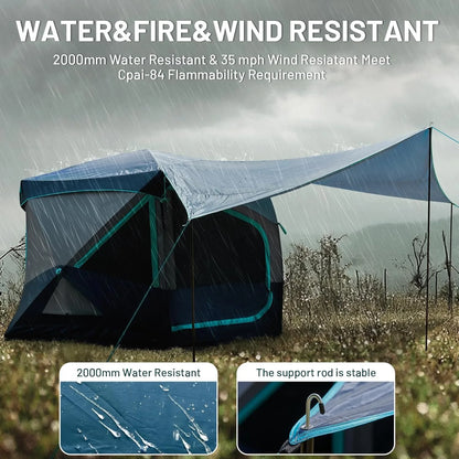 Instant Pop Up Cabin Tent for 4 6 8 People 60 Second Setup Weather Resistant with Rain Fly Carry Bag