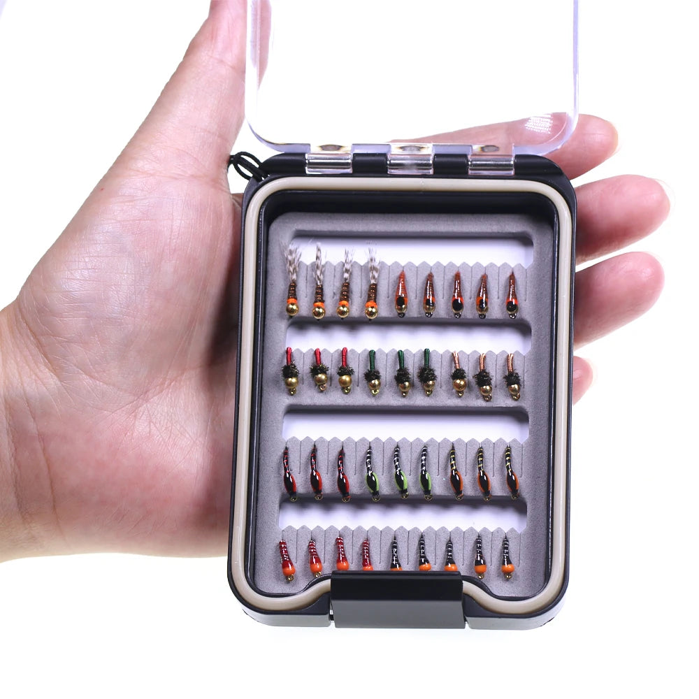 36pcs Fly Fishing Flies Kit Fly Fishing Gear With Epoxy Buzzer Nymph Perdigone Nymphs Assortment Trout Bass Fishing Lure Baits