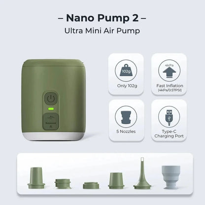 WESTTUNE Tiny Air Pump with Camping Lantern 4.5kPa Air Pump with Magnetic Design for Inflatable Air Mattress Sleeping Pads