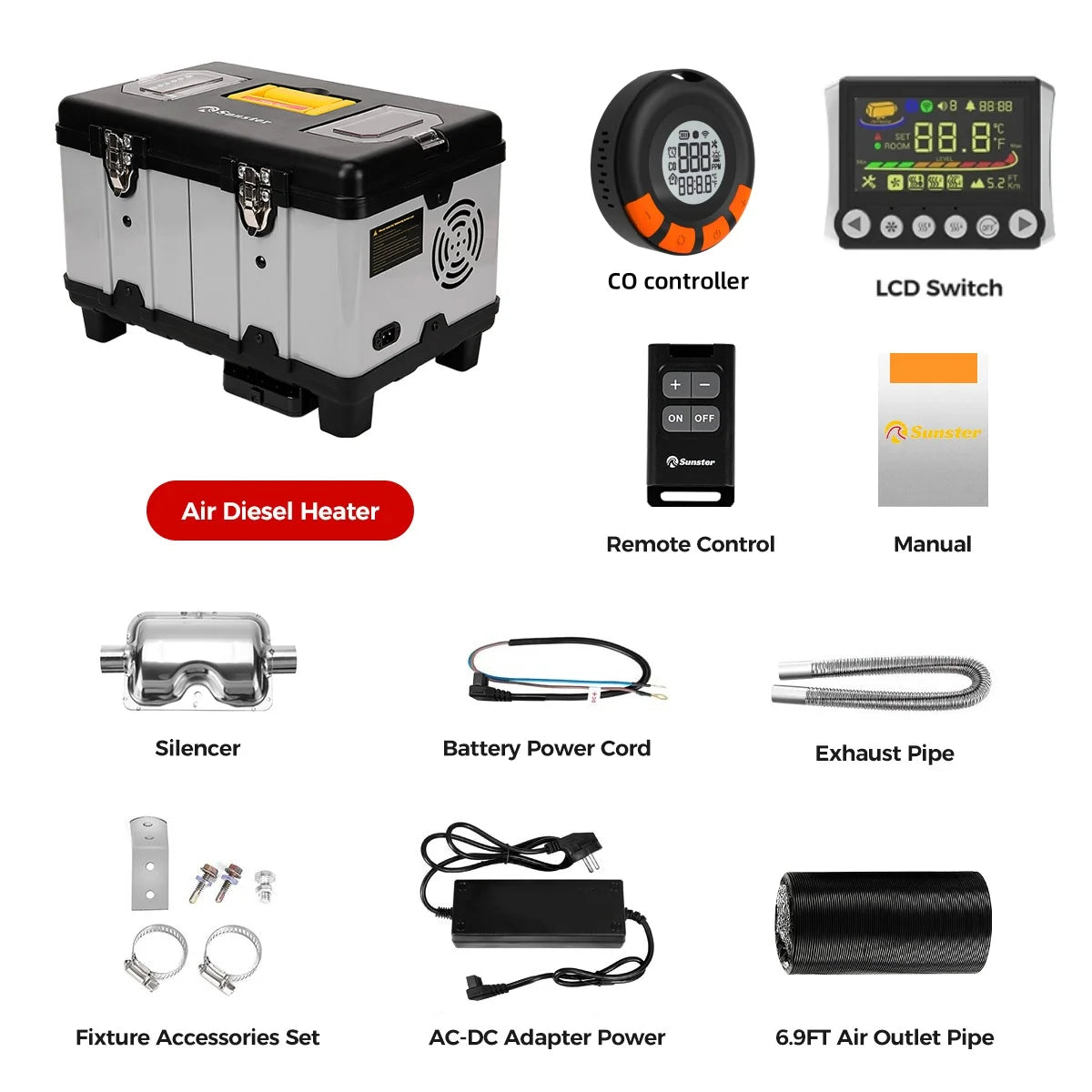 TB10PRO 8KW Diesel Air Heater 12V 24V 240V Auto Thermostat Parking Heater With Bluetooth APP and CO Monitor for Car Homes Camper