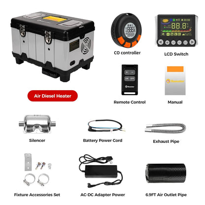 TB10PRO 8KW Diesel Air Heater 12V 24V 240V Auto Thermostat Parking Heater With Bluetooth APP and CO Monitor for Car Homes Camper