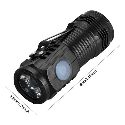 Mini LED Flashlight USB C Rechargeable IPX4 Waterproof Small Flashlights 3 Light Modes Hat Clip Light for Camping EDC Night Ride