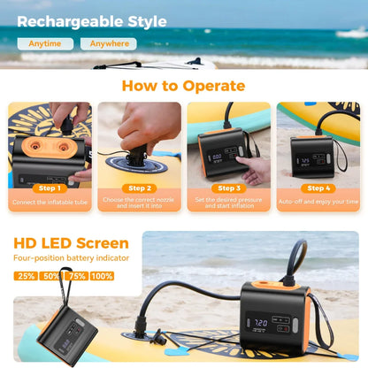 WESTTUNE Outdoor Wireless Air Pump Travel Vacuum Pump with Inflatable Deflate Portable Electric MINI Inflatable Pumps for Mats