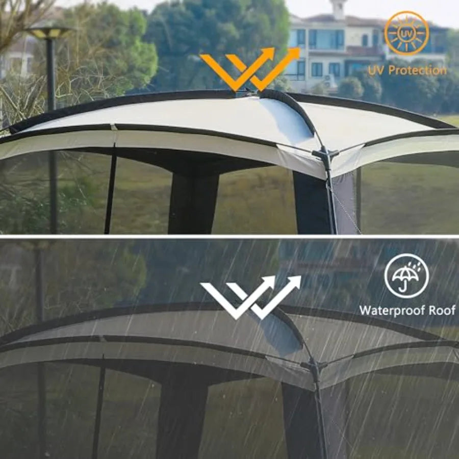Screen House Room 11x11 Ft Mesh Net Tent Canopy Shelter Gazebo Easy Setup and Waterproof and Sunshade Suitable for Camping Trip