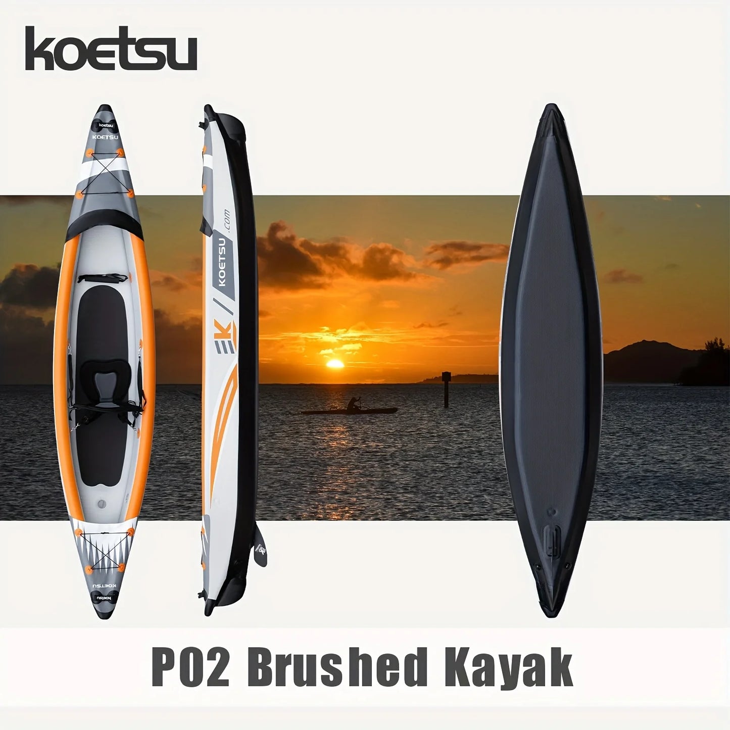 KOETSU P02 inflatable kayak single kayak PVC small boat, suitable for outdoor water activities, fishing, and kayaking