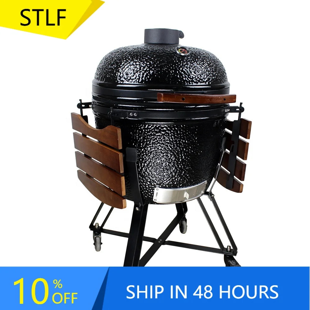 STLFHeying 26 Inch extra Large Ceramic Grill Outdoor Bbq Kamado Roast Chicken Pizza Meat Super-insulated Kmado