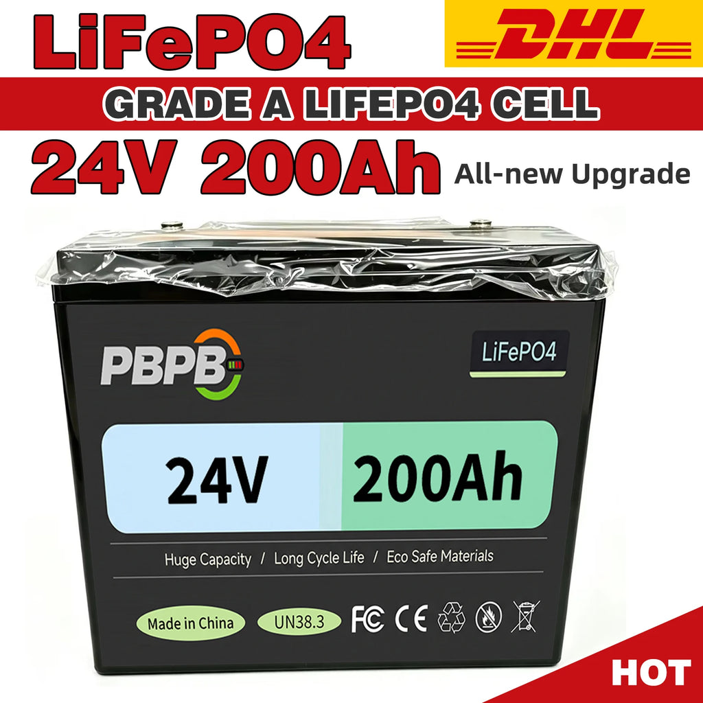 LiFePO4 24V 200AH Lithium Iron Phosphate Battery Energy Storage System for RV Off-Grid Solar Power Generation