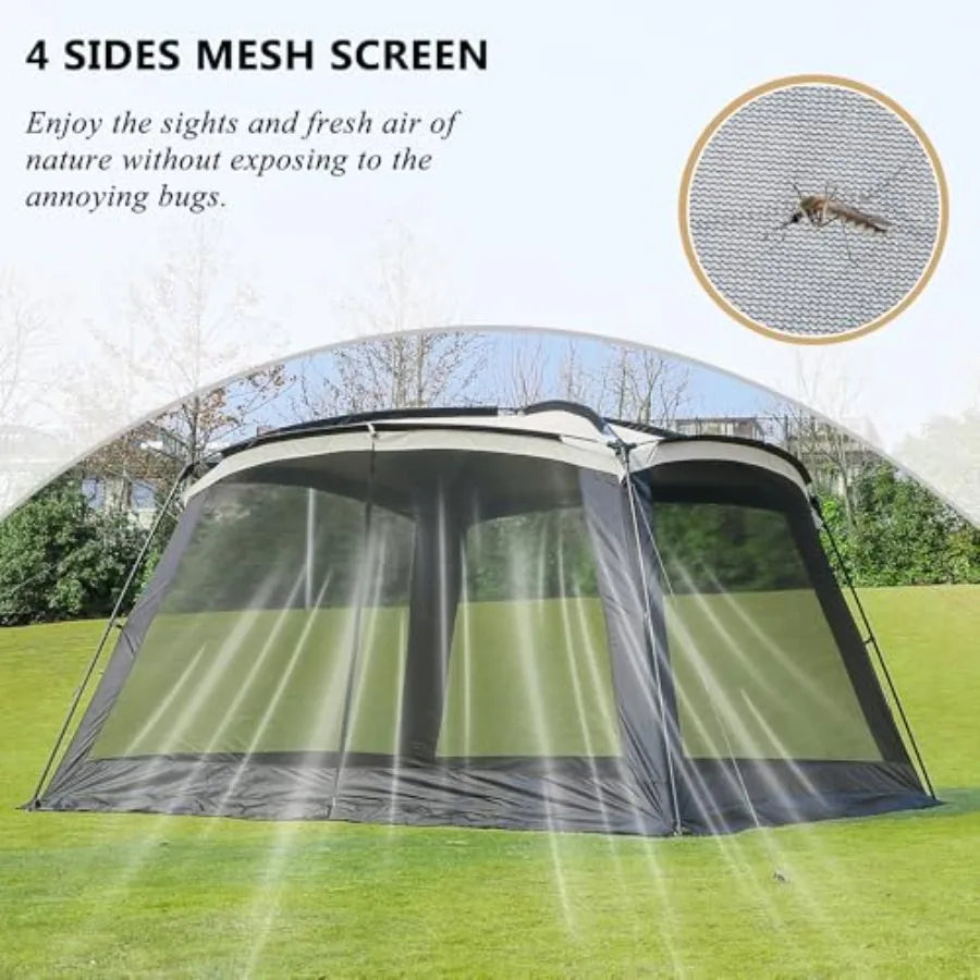 Screen House Room 11x11 Ft Mesh Net Tent Canopy Shelter Gazebo Easy Setup and Waterproof and Sunshade Suitable for Camping Trip